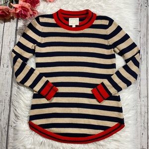 Sail to Sable Striped Red Trim Knit Sweater sz S